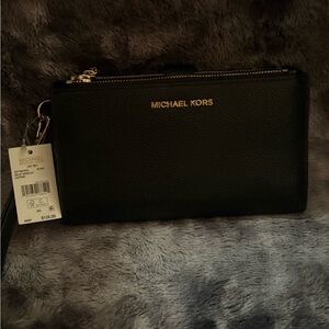 Michael Kors Black and Gold Wristlet